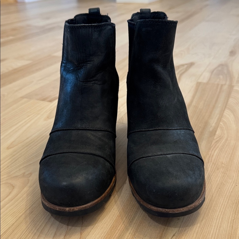 Sorel Black Wedge Ankle Boots 9 Joan of Arctic - Picture 2 of 6